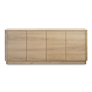 Moe's Home Round Off Sideboard - Elegant Storage Solution With Minimalist Design And Natural Wood Grain Charm Natural Oak Venner Over Mdf,Rubber Wood Base Yr-1008-24