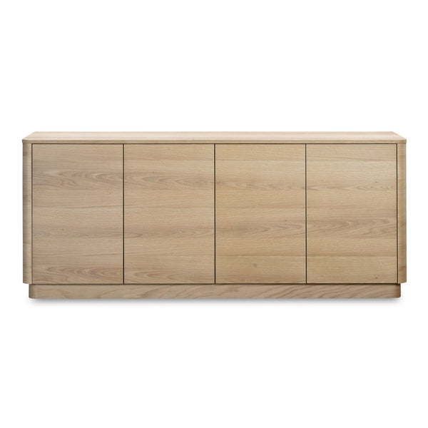 Moe's Home Round Off Sideboard - Elegant Storage Solution With Minimalist Design And Natural Wood Grain Charm Natural Oak Venner Over Mdf,Rubber Wood Base Yr-1008-24