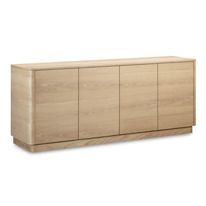 Moe's Home Round Off Sideboard - Elegant Storage Solution With Minimalist Design And Natural Wood Grain Charm Natural Oak Venner Over Mdf,Rubber Wood Base Yr-1008-24