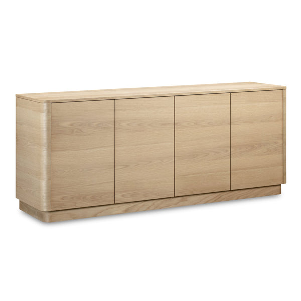 Moe's Home Round Off Sideboard - Elegant Storage Solution With Minimalist Design And Natural Wood Grain Charm Natural Oak Venner Over Mdf,Rubber Wood Base Yr-1008-24