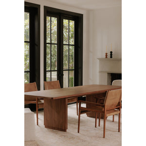 Moe's Home Round Off Dining Table - Embrace Natural Beauty With Elegant Oak Design And Rounded Corners Brown Walnut Veneer Over Mdf,Rubber Wood Bottom Frame Yr-1009-03-0
