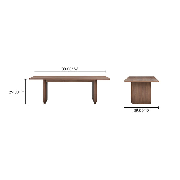 Moe's Home Round Off Dining Table - Embrace Natural Beauty With Elegant Oak Design And Rounded Corners Brown Walnut Veneer Over Mdf,Rubber Wood Bottom Frame Yr-1009-03-0