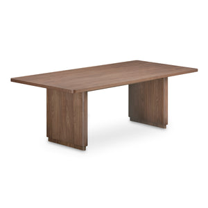 Moe's Home Round Off Dining Table - Embrace Natural Beauty With Elegant Oak Design And Rounded Corners Brown Walnut Veneer Over Mdf,Rubber Wood Bottom Frame Yr-1009-03-0