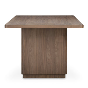 Moe's Home Round Off Dining Table - Embrace Natural Beauty With Elegant Oak Design And Rounded Corners Brown Walnut Veneer Over Mdf,Rubber Wood Bottom Frame Yr-1009-03-0