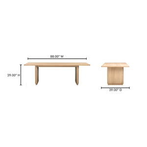 Moe's Home Round Off Dining Table - Embrace Natural Beauty With Elegant Oak Design And Rounded Corners Natural Oak Veneer Over Mdf,Rubber Wood Bottom Frame Yr-1009-24-0
