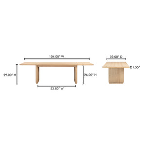 Moe's Home Round Off Dining Table - Embrace Natural Beauty With Elegant Oak Design And Rounded Corners Natural Oak Veneer Over Mdf,Rubber Wood Bottom Frame Yr-1011-24-0