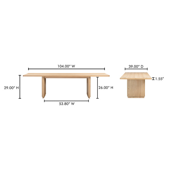 Moe's Home Round Off Dining Table - Embrace Natural Beauty With Elegant Oak Design And Rounded Corners Natural Oak Veneer Over Mdf,Rubber Wood Bottom Frame Yr-1011-24-0