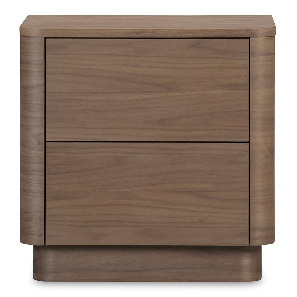 Moe's Home Round Off Tall Nightstand – Elegant Minimalist Design With Generous Storage And Smooth Gliding Drawers Brown Walnut Veneer Over Mdf,Rubber Wood Base Yr-1013-03