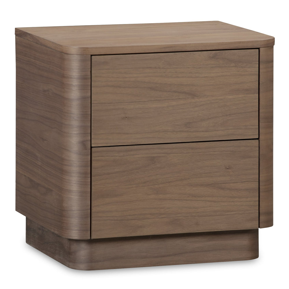 Moe's Home Round Off Tall Nightstand – Elegant Minimalist Design With Generous Storage And Smooth Gliding Drawers Brown Walnut Veneer Over Mdf,Rubber Wood Base Yr-1013-03