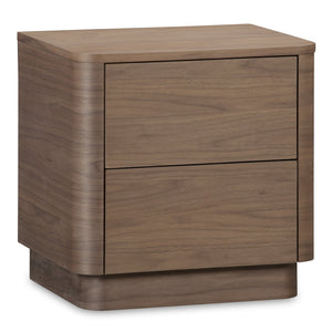 Moe's Home Round Off Tall Nightstand – Elegant Minimalist Design With Generous Storage And Smooth Gliding Drawers Brown Walnut Veneer Over Mdf,Rubber Wood Base Yr-1013-03