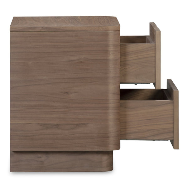 Moe's Home Round Off Tall Nightstand – Elegant Minimalist Design With Generous Storage And Smooth Gliding Drawers Brown Walnut Veneer Over Mdf,Rubber Wood Base Yr-1013-03