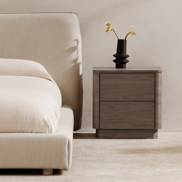 Moe's Home Round Off Tall Nightstand – Elegant Minimalist Design With Generous Storage And Smooth Gliding Drawers Brown Walnut Veneer Over Mdf,Rubber Wood Base Yr-1013-03