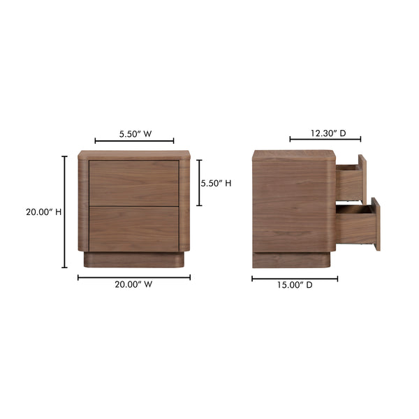 Moe's Home Round Off Tall Nightstand – Elegant Minimalist Design With Generous Storage And Smooth Gliding Drawers Brown Walnut Veneer Over Mdf,Rubber Wood Base Yr-1013-03