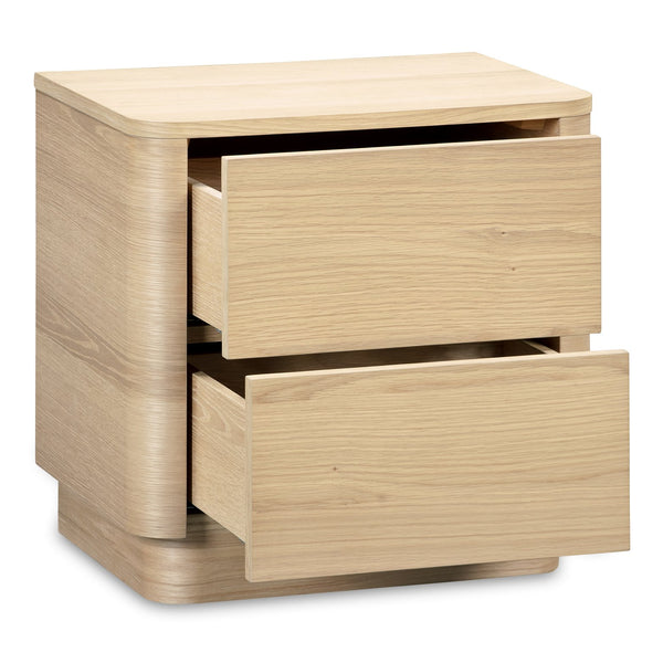 Moe's Home Round Off Tall Nightstand – Elegant Minimalist Design With Generous Storage And Smooth Gliding Drawers Natural Oak Veneer Over Mdf,Rubber Wood Base Yr-1013-24