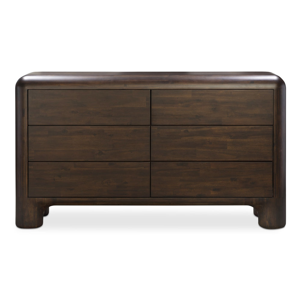 Moe's Home Rowan 6-drawer Dresser: Whimsical Elegance With Solid Acacia Wood & Soft-close Drawers For Effortless Style Brown Solid Acacia,Acacia Veneer Over Mdf Back And Drawer Frame Yr-1015-20