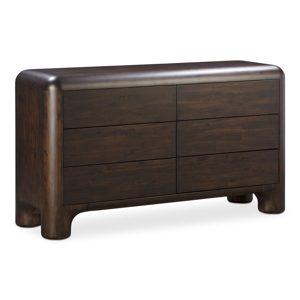 Moe's Home Rowan 6-drawer Dresser: Whimsical Elegance With Solid Acacia Wood & Soft-close Drawers For Effortless Style Brown Solid Acacia,Acacia Veneer Over Mdf Back And Drawer Frame Yr-1015-20