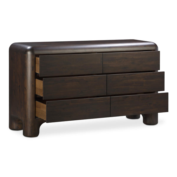 Moe's Home Rowan 6-drawer Dresser: Whimsical Elegance With Solid Acacia Wood & Soft-close Drawers For Effortless Style Brown Solid Acacia,Acacia Veneer Over Mdf Back And Drawer Frame Yr-1015-20