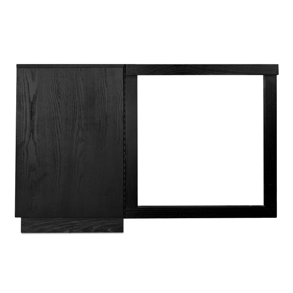 Moe's Home Charlotte Sideboard: Elegant Two-tone Design With Glass Doors And Ample Storage For Modern Homes Multicolor Solid Ash Door Frame,Drawer Handle,Ash Veneer Over Mdf Body,Oak Veneer Shelf And Inner Drawer Yr-1019-37