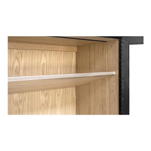 Moe's Home Charlotte Tall Cabinet - Elegant Two-tone Design With Tempered Glass Doors And Ample Storage Options Multicolor Solid Ash Door Frame,Drawer Handle,Ash Veneer Over Mdf Body,Oak Veneer Shelf And Inner Drawer Yr-1020-37