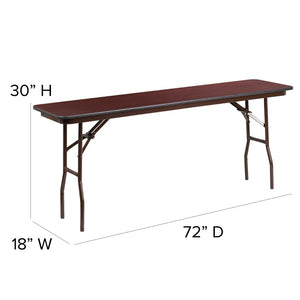 English Elm Frankie 6-Foot Folding Training Table - Durable Mahogany Melamine Finish for Versatile Use & Storage YT-1872-MEL-WAL-GG