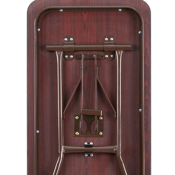 English Elm Frankie 6-Foot Folding Training Table - Durable Mahogany Melamine Finish for Versatile Use & Storage YT-1872-MEL-WAL-GG