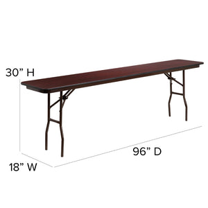English Elm Frankie 8-Foot Folding Training Table with Durable Mahogany Surface & Steel Frame for Versatile Use YT-1896-MEL-WAL-GG