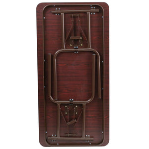 English Elm Frankie 4-Foot Folding Banquet Table with Mahogany Laminate Top - Durable, Lightweight, Versatile Design YT-2448-MEL-WAL-GG