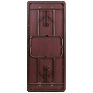 English Elm Floyd 6-Foot Mahogany Folding Banquet Table - Durable, Commercial-Grade, Space-Saving Design for Events YT-3072-HIGH-WAL-GG