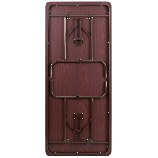 English Elm Floyd 6-Foot Mahogany Folding Banquet Table - Durable, Commercial-Grade, Space-Saving Design for Events YT-3072-HIGH-WAL-GG