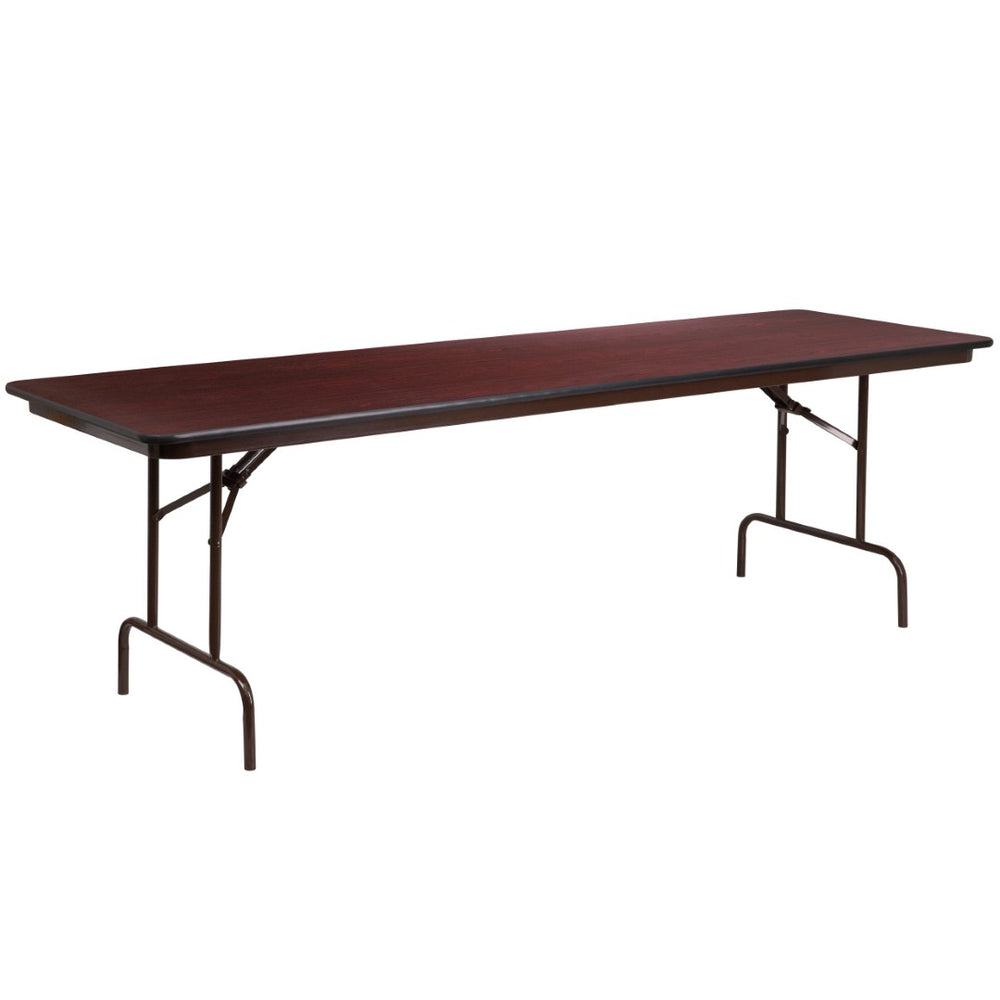 English Elm Floyd 8-Foot Folding Banquet Table with High-Pressure Mahogany Top - Durable, Portable, and Stylish YT-3096-HIGH-WAL-GG
