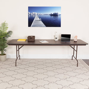 English Elm Floyd 8-Foot Folding Banquet Table with High-Pressure Mahogany Top - Durable, Portable, and Stylish YT-3096-HIGH-WAL-GG