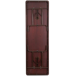 English Elm Floyd 8-Foot Folding Banquet Table with High-Pressure Mahogany Top - Durable, Portable, and Stylish YT-3096-HIGH-WAL-GG