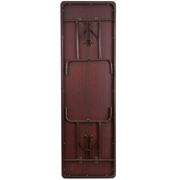 English Elm Floyd 8-Foot Folding Banquet Table with High-Pressure Mahogany Top - Durable, Portable, and Stylish YT-3096-HIGH-WAL-GG