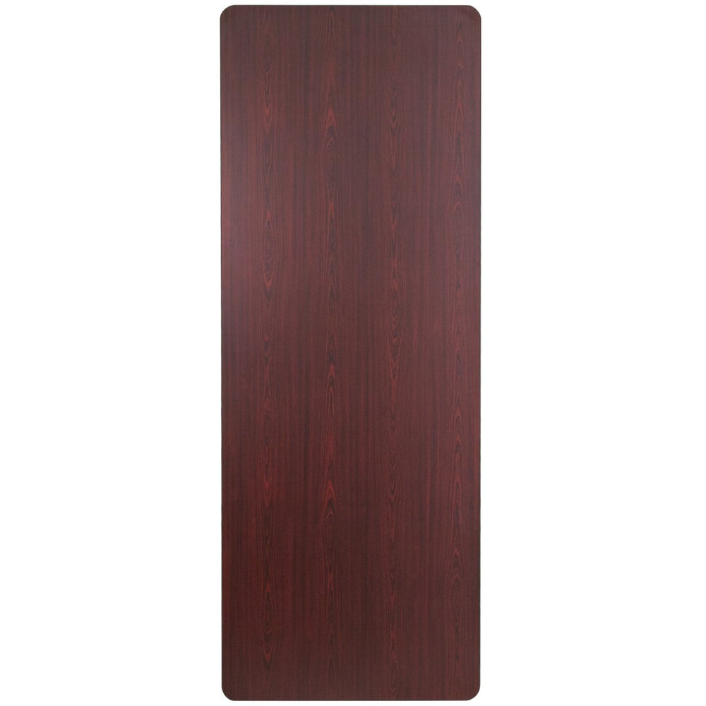 English Elm Frankie 8-Foot Folding Banquet Table - Durable Mahogany Melamine, Portable, Perfect for Events! YT-3696-MEL-WAL-GG