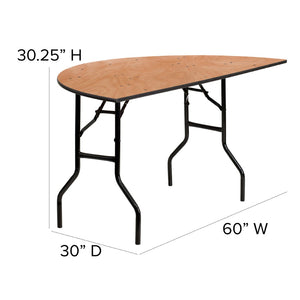 English Elm Furman 5-Foot Half-Round Folding Banquet Table – Durable, Stylish & Perfect for Events & Gatherings YT-WHRFT60-HF-GG