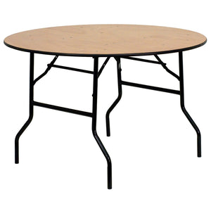 English Elm Furman 4-Foot Round Folding Banquet Table - Durable, Easy-Clean Design for Events & Catering Needs YT-WRFT48-TBL-GG