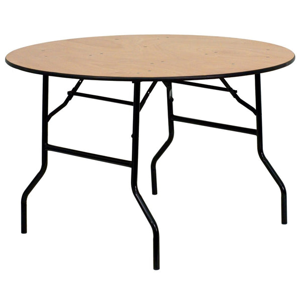 English Elm Furman 4-Foot Round Folding Banquet Table - Durable, Easy-Clean Design for Events & Catering Needs YT-WRFT48-TBL-GG