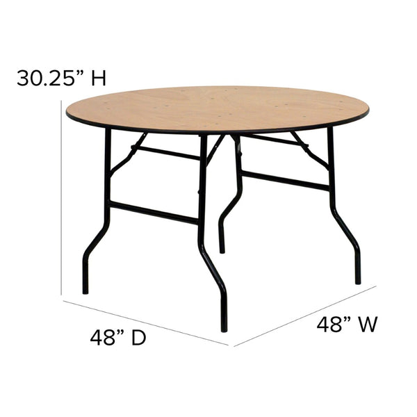 English Elm Furman 4-Foot Round Folding Banquet Table - Durable, Easy-Clean Design for Events & Catering Needs YT-WRFT48-TBL-GG