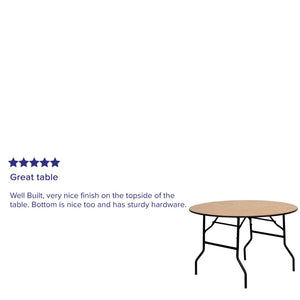 English Elm Furman 4-Foot Round Folding Banquet Table - Durable, Easy-Clean Design for Events & Catering Needs YT-WRFT48-TBL-GG