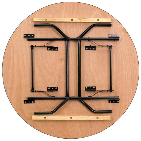 English Elm Furman 4-Foot Round Folding Banquet Table - Durable, Easy-Clean Design for Events & Catering Needs YT-WRFT48-TBL-GG