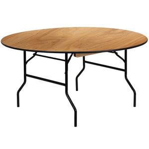 English Elm Furman 5-Foot Round Folding Banquet Table - Durable, Commercial-Grade, Easy-Clean Finish, Seats 8 YT-WRFT60-TBL-GG