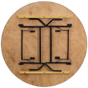 English Elm Furman 5-Foot Round Folding Banquet Table - Durable, Commercial-Grade, Easy-Clean Finish, Seats 8 YT-WRFT60-TBL-GG