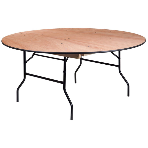 English Elm Furman 5.5-Foot Round Folding Banquet Table - Durable, Portable Design Perfect for Events & Gatherings YT-WRFT66-TBL-GG