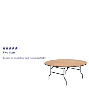 English Elm Furman 6-Foot Round Wood Folding Banquet Table - Durable, Easy-Clean Design for Events & Catering YT-WRFT72-TBL-GG