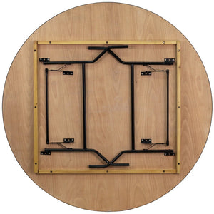 English Elm Furman 6-Foot Round Wood Folding Banquet Table - Durable, Easy-Clean Design for Events & Catering YT-WRFT72-TBL-GG