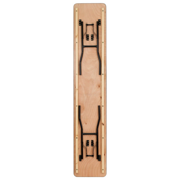 English Elm Gael 8-Foot Rectangular Folding Table - Durable Wood Surface, Heavy-Duty, Ideal for Events & Home Use YT-WTFT18X96-TBL-GG