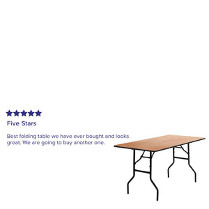 English Elm Gael 5-Foot Folding Banquet Table for Versatile Use - Ideal for Events, Dining, and Workspaces YT-WTFT30X60-TBL-GG