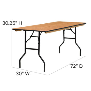 English Elm Gael 6-Foot Rectangular Folding Banquet Table - Durable, Versatile Design for Any Event or Home! YT-WTFT30X72-TBL-GG