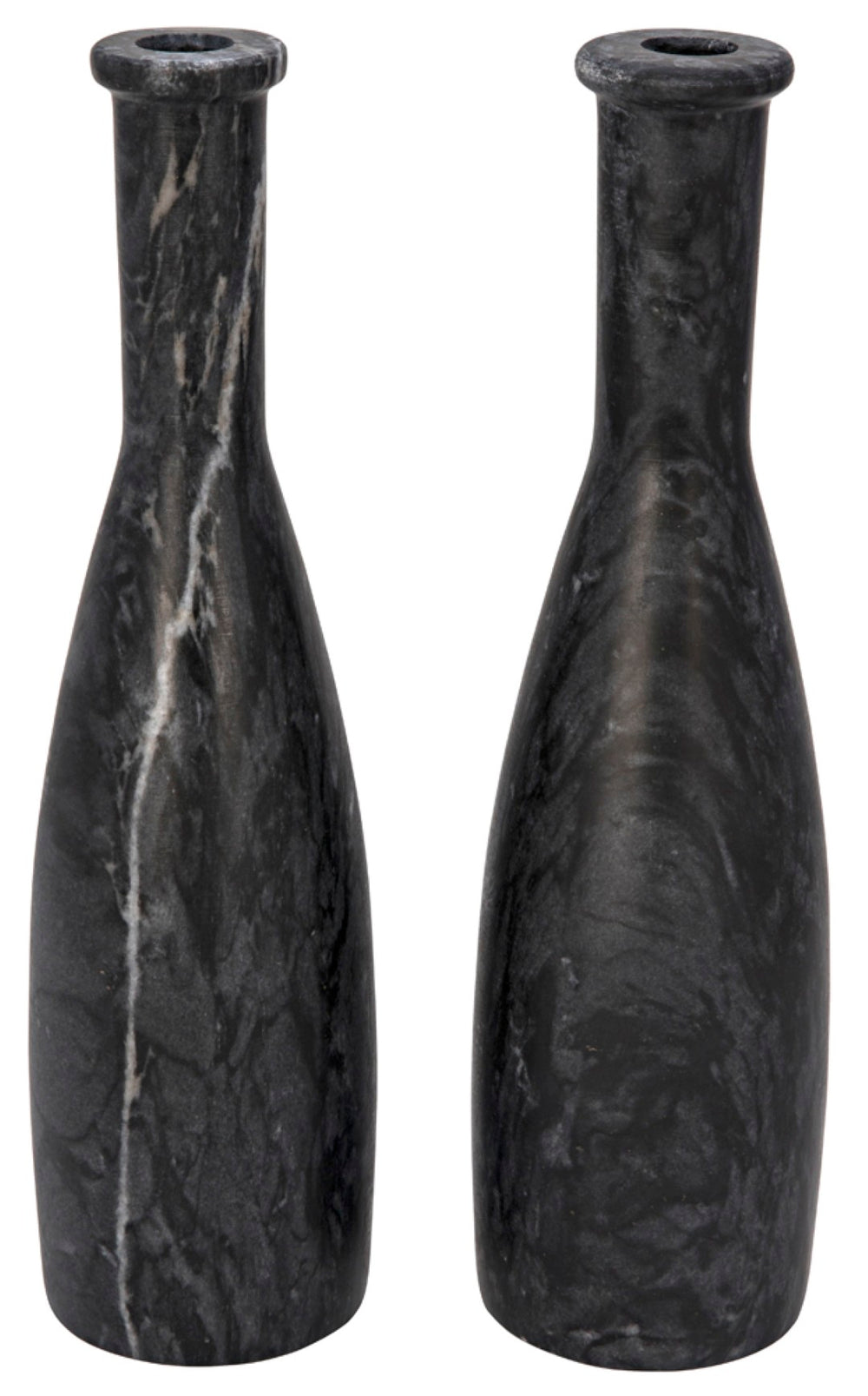 Noir Moris Handcrafted Marble Candle Holders Set of 2 - Timeless Elegance for Modern and Classic Décor Black YT0717-12BL