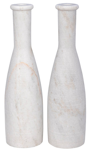 Noir Moris Handcrafted Marble Candle Holders Set of 2 - Timeless Elegance for Modern and Classic Décor White YT0717-12WH